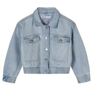 Minoti Girls Denim Cropped Bomber Jacket / Light Blue